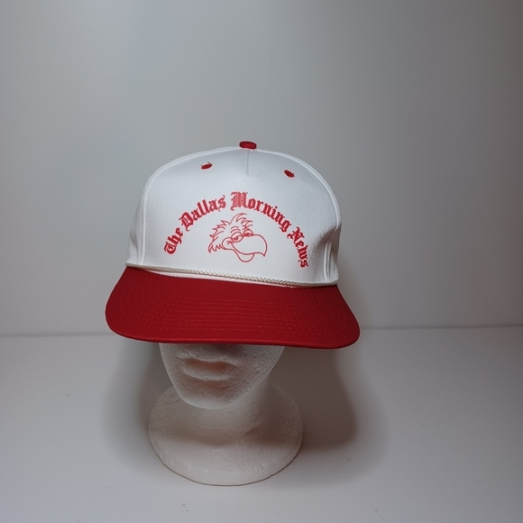 Vintage The Dallas Morning News Promotional Snap Back Trucker Hat White / Red Se - Picture 1 of 6